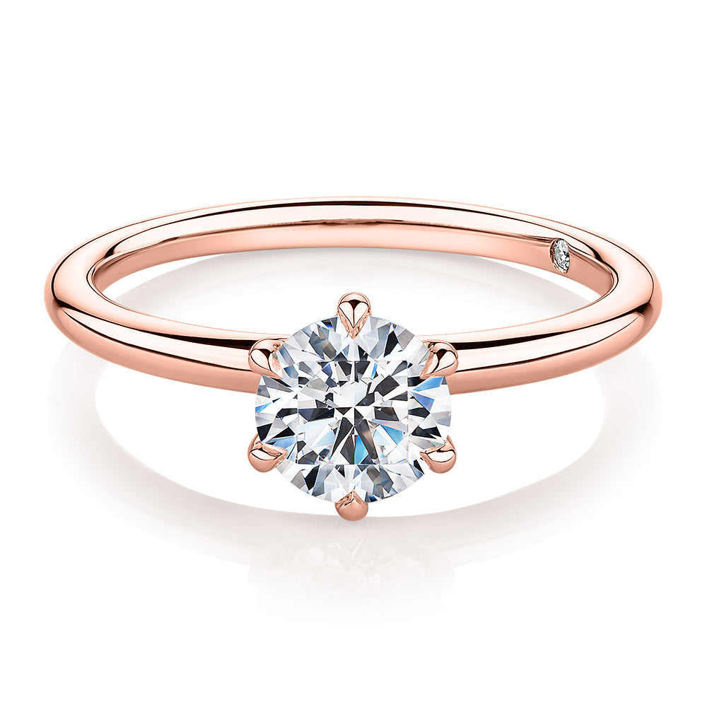 Signature Simulant Diamond 1.00 carat* round brilliant solitaire engagement ring in 10 carat rose gold