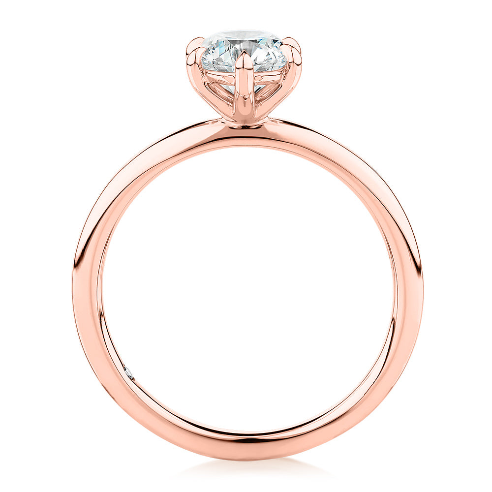 Signature Simulant Diamond 1.00 carat* round brilliant solitaire engagement ring in 10 carat rose gold
