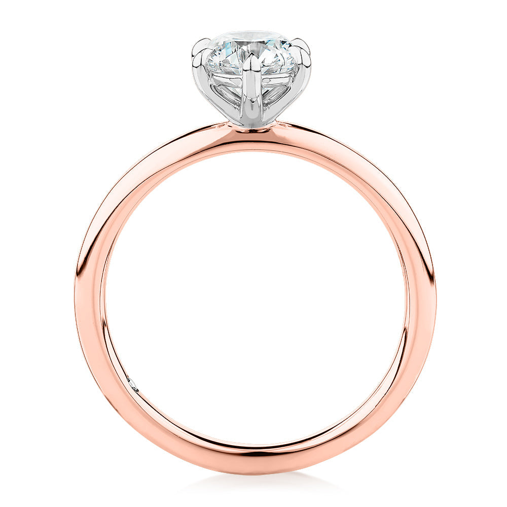 Signature Simulant Diamond 1.00 carat* round brilliant solitaire engagement ring in 10 carat rose and white gold