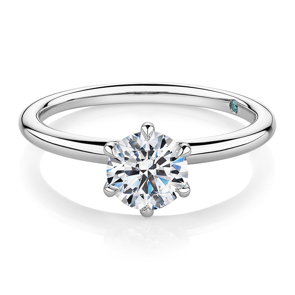Premium Certified Lab-Grown Diamond, 1.00 carat round brilliant solitaire engagement ring in 14 carat white gold