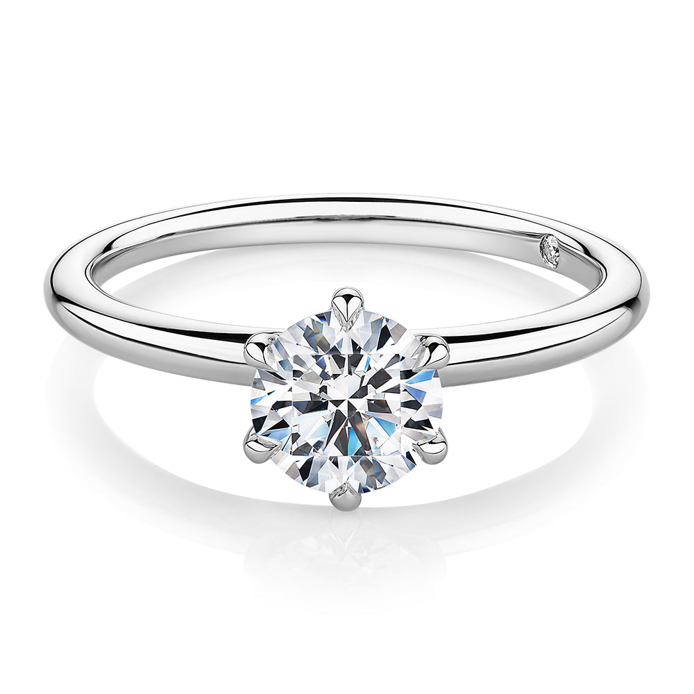 Signature Simulant Diamond 1.00 carat* round brilliant solitaire engagement ring in 10 carat white gold