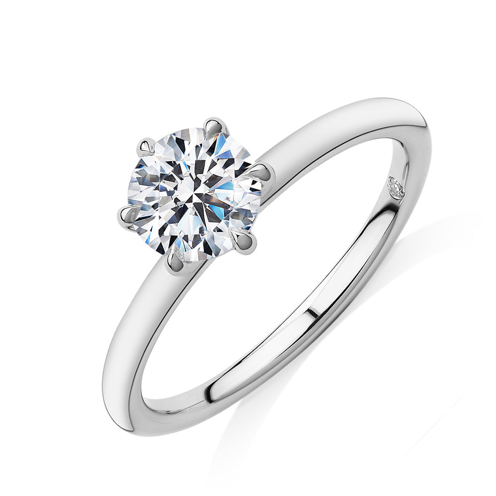 Signature Simulant Diamond 1.00 carat* round brilliant solitaire engagement ring in 10 carat white gold