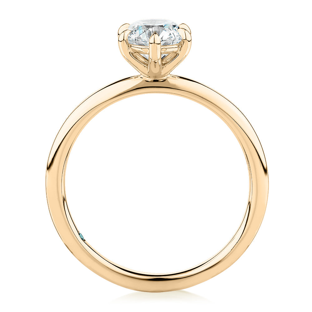 Premium Certified Lab-Grown Diamond, 1.00 carat round brilliant solitaire engagement ring in 14 carat yellow gold
