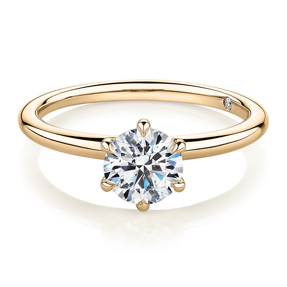 Signature Simulant Diamond 1.00 carat* round brilliant solitaire engagement ring in 10 carat yellow gold