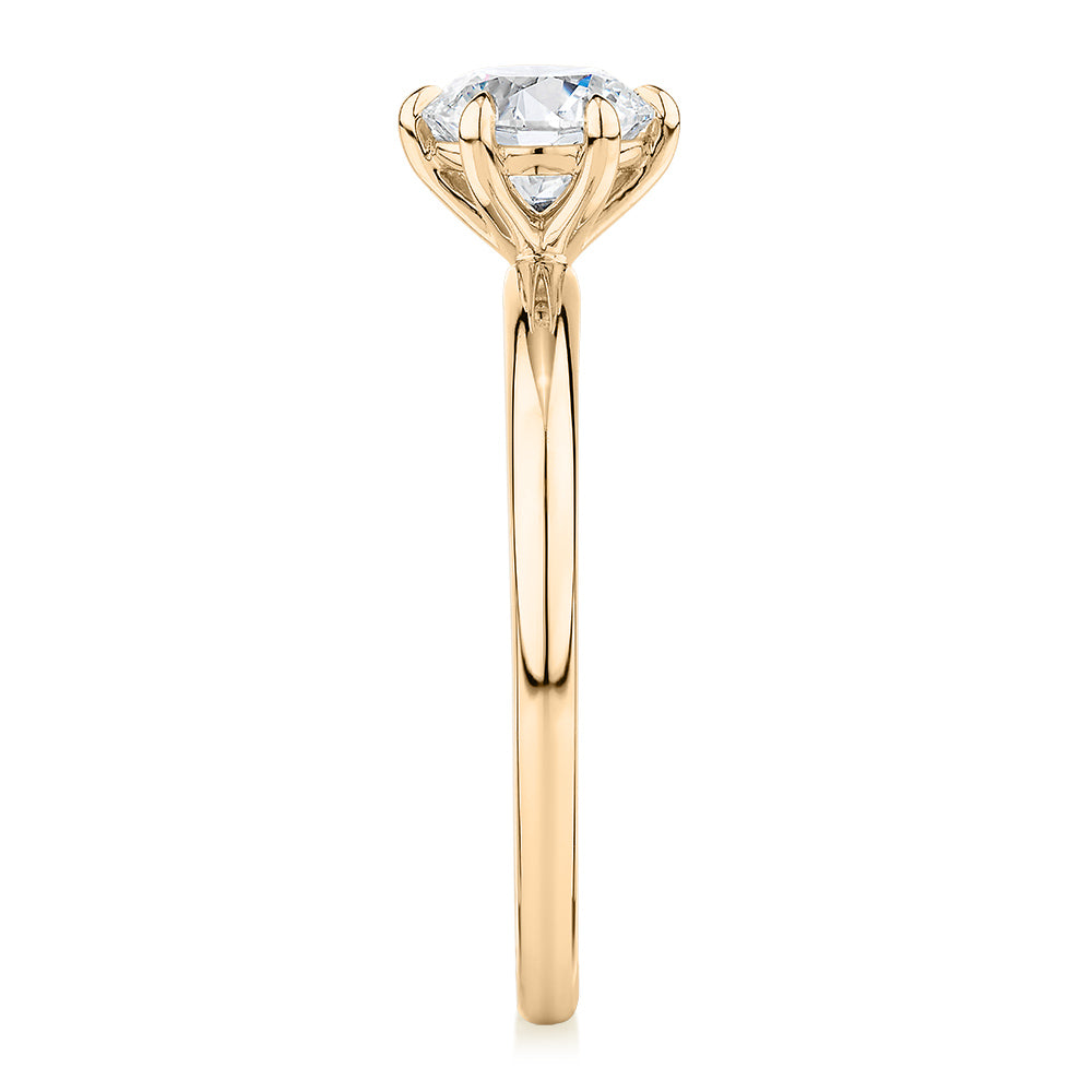 Signature Simulant Diamond 1.00 carat* round brilliant solitaire engagement ring in 10 carat yellow gold