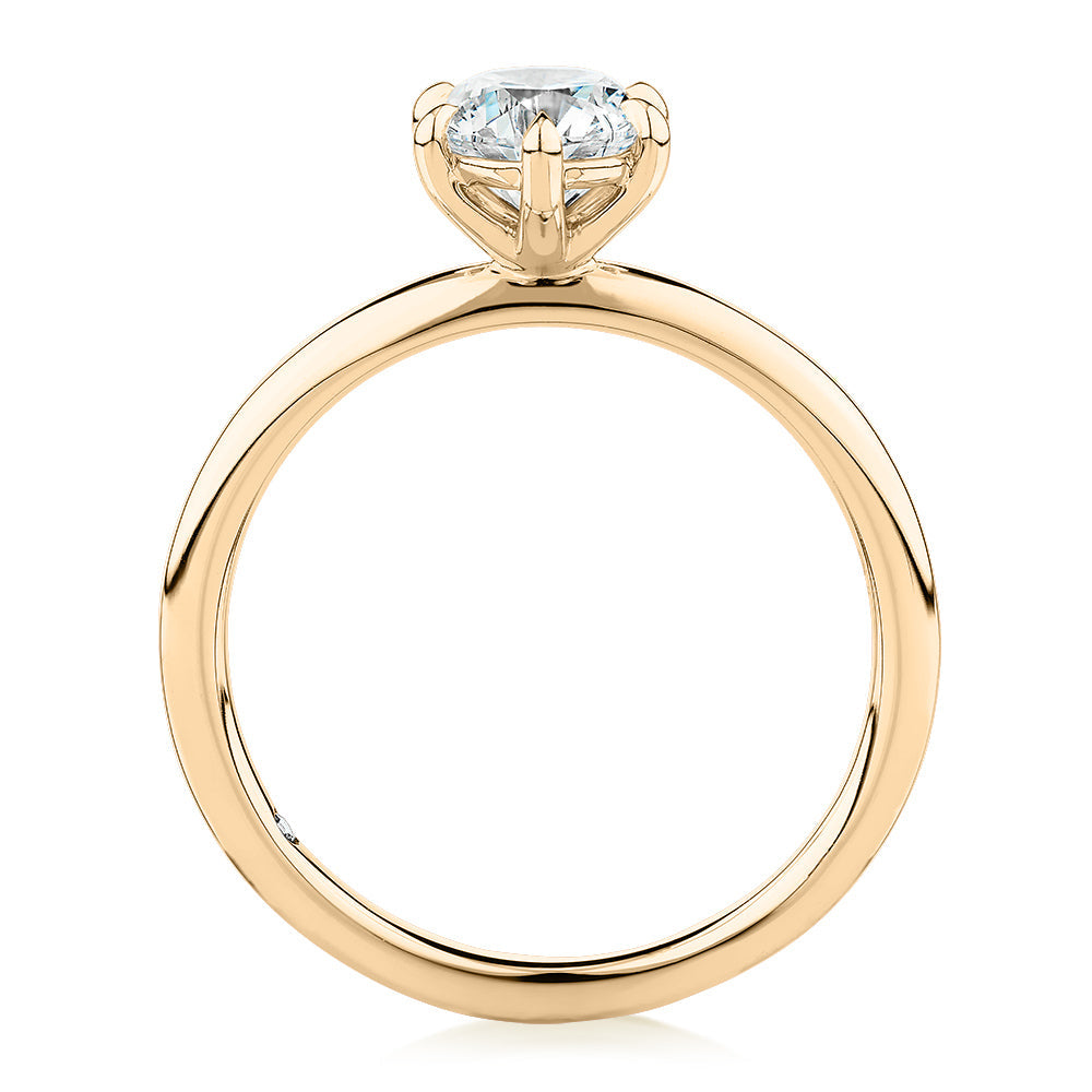 Signature Simulant Diamond 1.00 carat* round brilliant solitaire engagement ring in 10 carat yellow gold