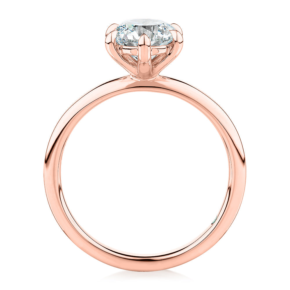 Premium Certified Lab-Grown Diamond, 1.50 carat round brilliant solitaire engagement ring in 14 carat rose gold