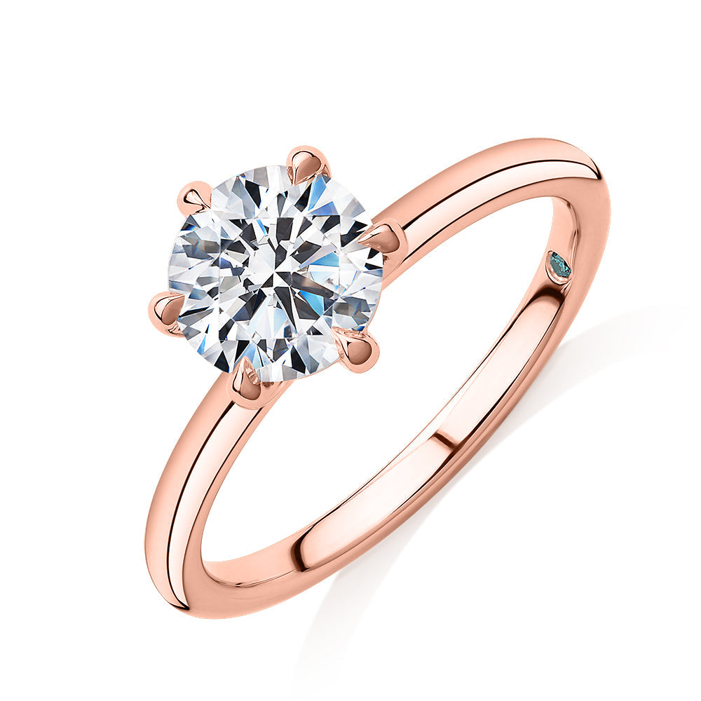 Premium Certified Lab-Grown Diamond, 1.50 carat round brilliant solitaire engagement ring in 14 carat rose gold