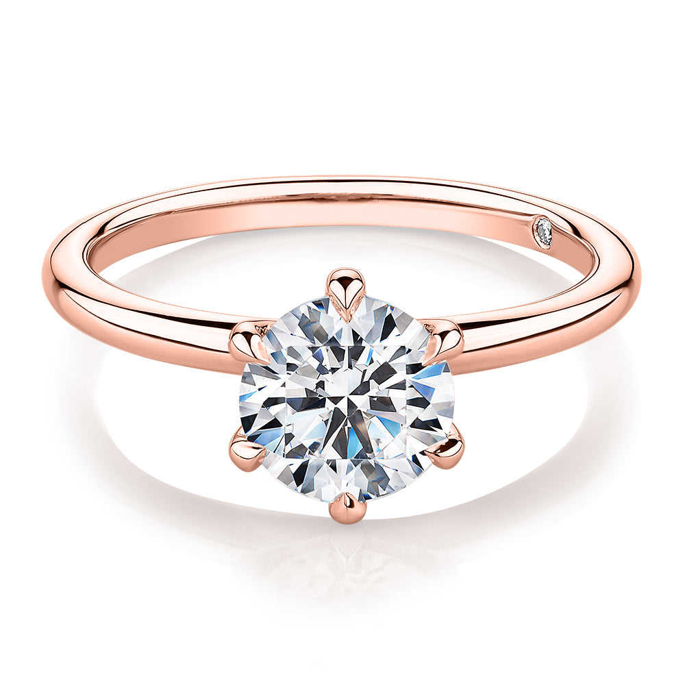 Signature Simulant Diamond 1.50 carat* round brilliant solitaire engagement ring in 10 carat rose gold