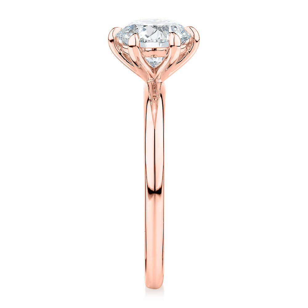 Signature Simulant Diamond 1.50 carat* round brilliant solitaire engagement ring in 10 carat rose gold
