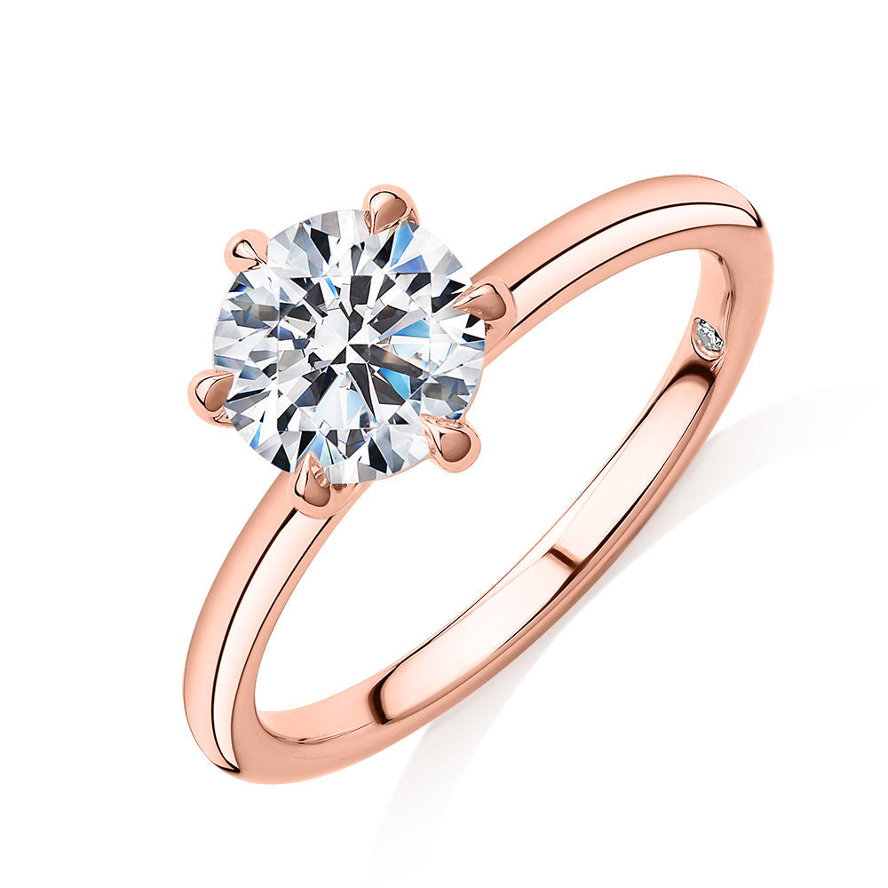 Signature Simulant Diamond 1.50 carat* round brilliant solitaire engagement ring in 10 carat rose gold