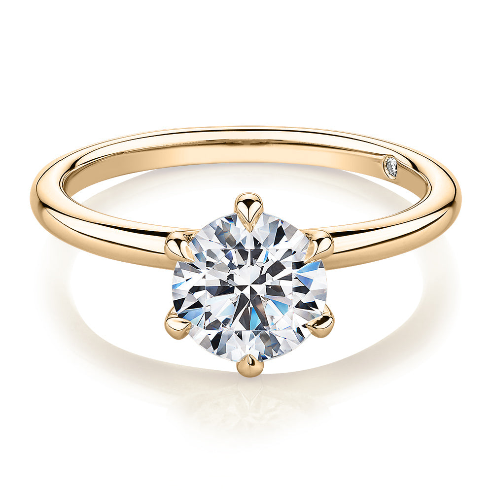 Signature Simulant Diamond 1.50 carat* round brilliant solitaire engagement ring in 10 carat yellow gold