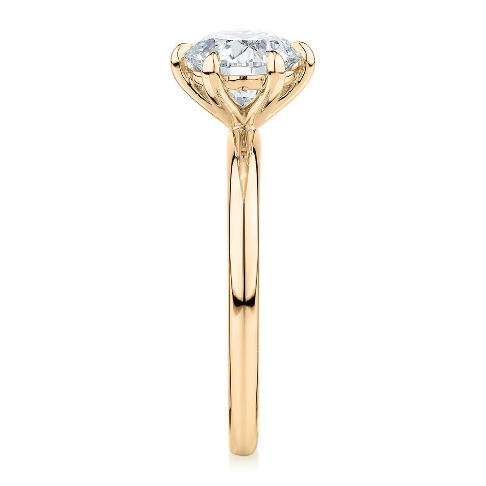 Signature Simulant Diamond 1.50 carat* round brilliant solitaire engagement ring in 10 carat yellow gold