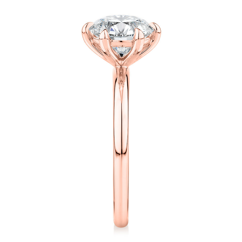Signature Simulant Diamond 2.00 carat* round brilliant solitaire engagement ring in 10 carat rose gold