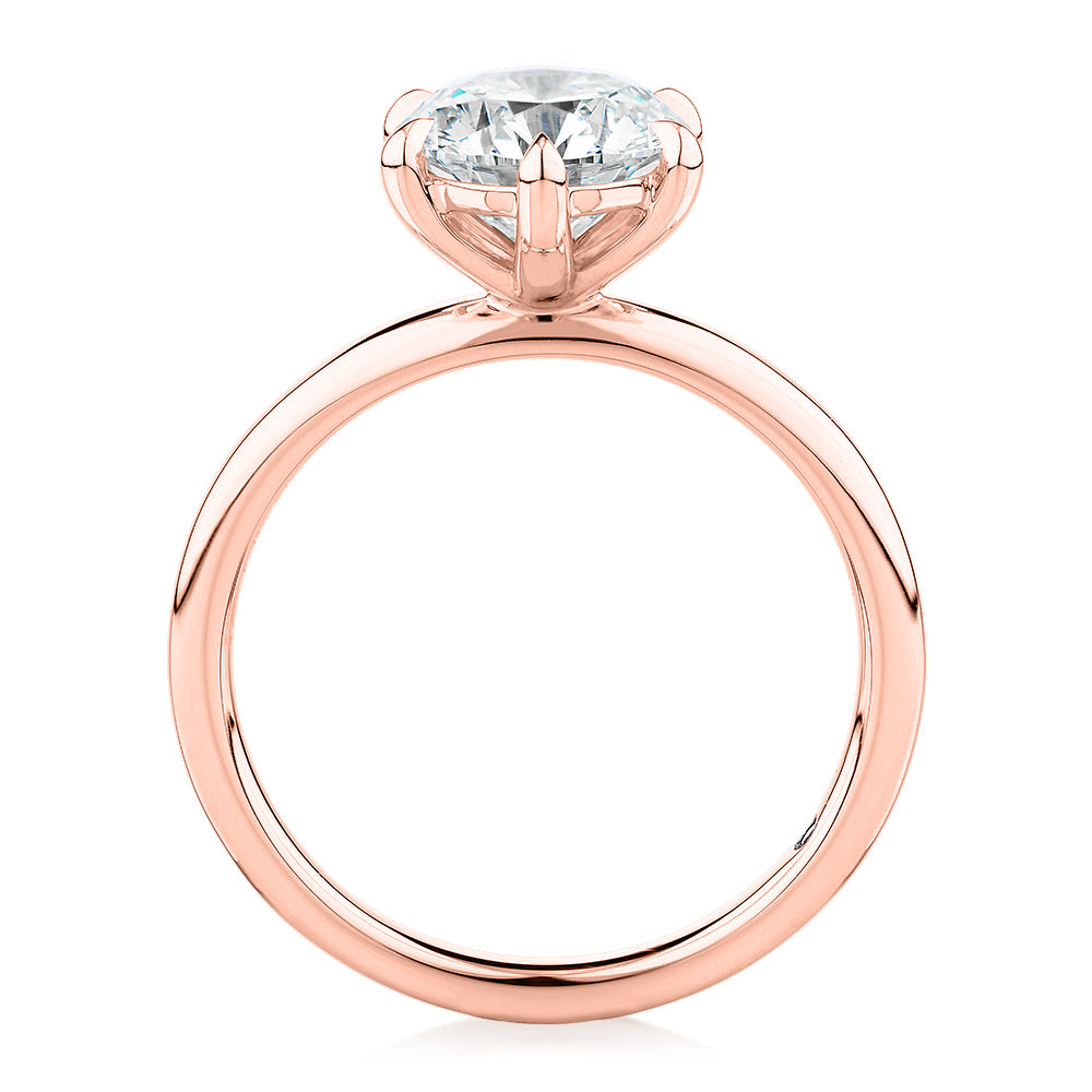 Signature Simulant Diamond 2.00 carat* round brilliant solitaire engagement ring in 10 carat rose gold