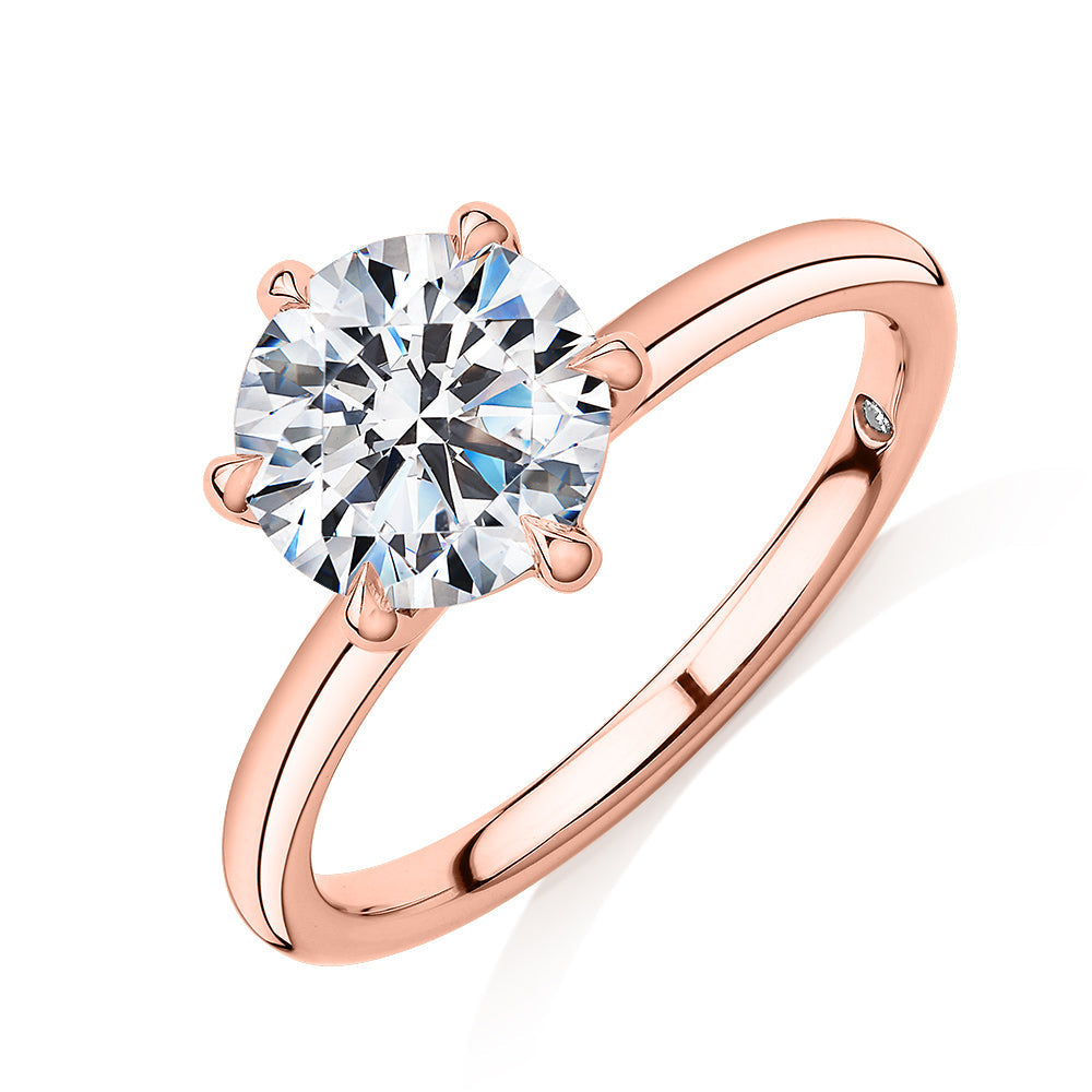 Signature Simulant Diamond 2.00 carat* round brilliant solitaire engagement ring in 10 carat rose gold