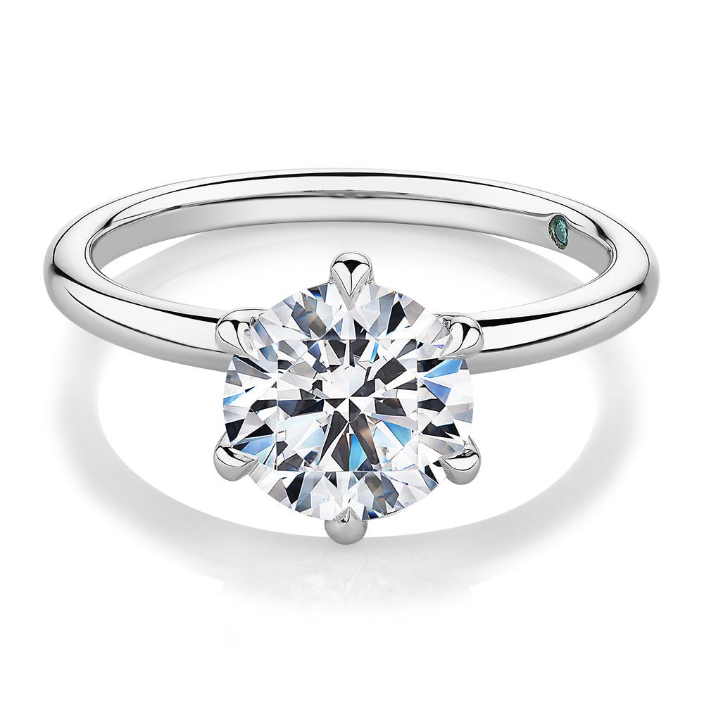 Premium Certified Lab-Grown Diamond, 2.00 carat round brilliant solitaire engagement ring in 14 cara