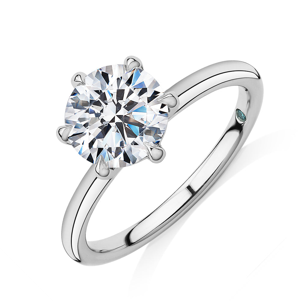 Premium Certified Lab-Grown Diamond, 2.00 carat round brilliant solitaire engagement ring in 18 carat white gold