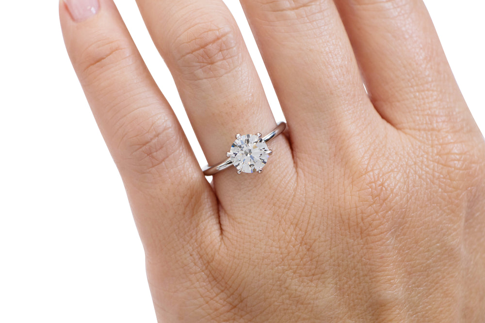 Premium Certified Lab-Grown Diamond, 2.00 carat round brilliant solitaire engagement ring in 14 carat yellow and white gold