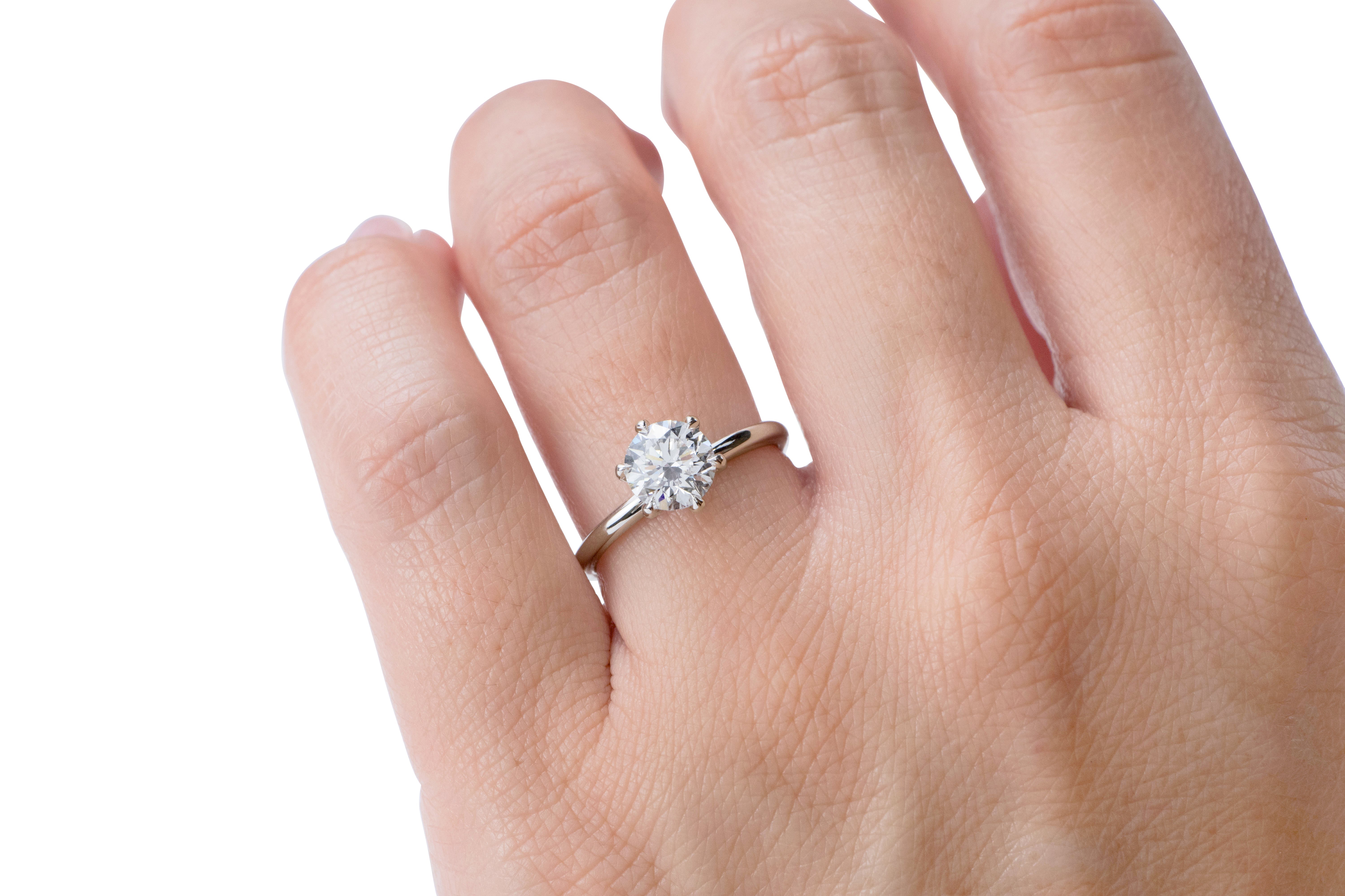 Signature Simulant Diamond 2.00 carat* round brilliant solitaire engagement ring in 10 carat white gold
