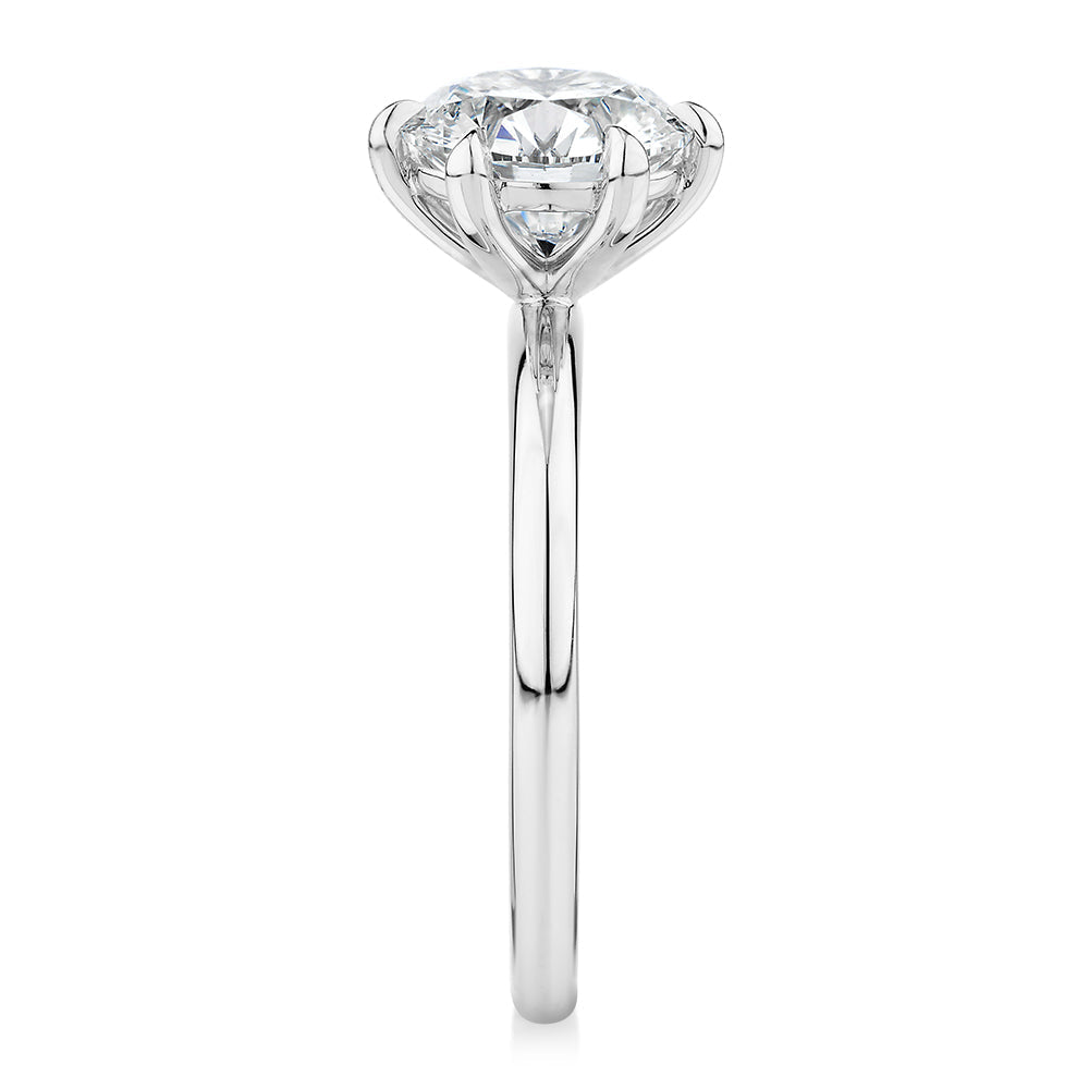 Signature Simulant Diamond 2.00 carat* round brilliant solitaire engagement ring in 10 carat white gold
