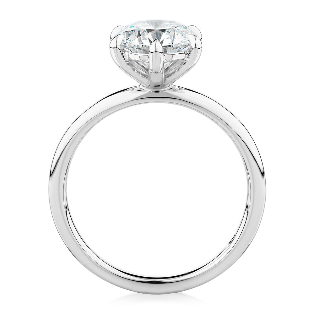 Signature Simulant Diamond 2.00 carat* round brilliant solitaire engagement ring in 10 carat white gold