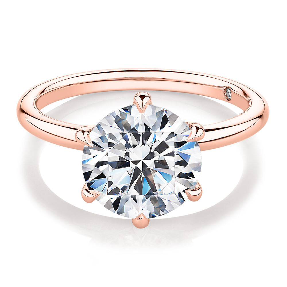 Signature Simulant Diamond 3.00 carat* round brilliant solitaire engagement ring in 10 carat rose gold