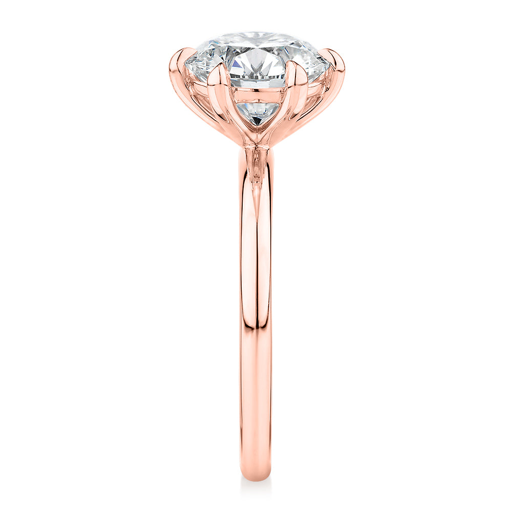Signature Simulant Diamond 3.00 carat* round brilliant solitaire engagement ring in 10 carat rose gold