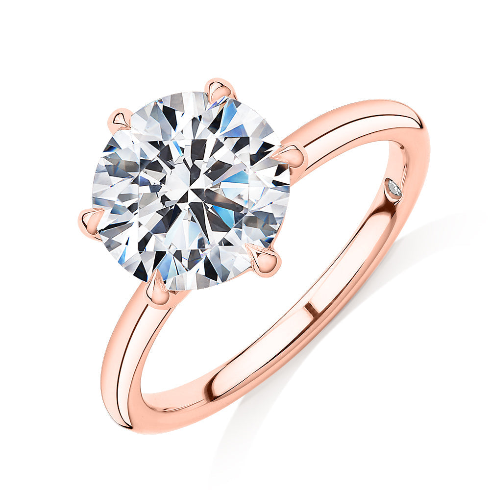 Signature Simulant Diamond 3.00 carat* round brilliant solitaire engagement ring in 10 carat rose gold
