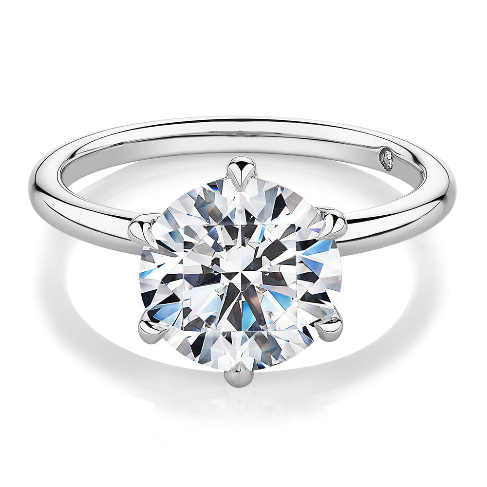 Signature Simulant Diamond 3.00 carat* round brilliant solitaire engagement ring in 10 carat white gold