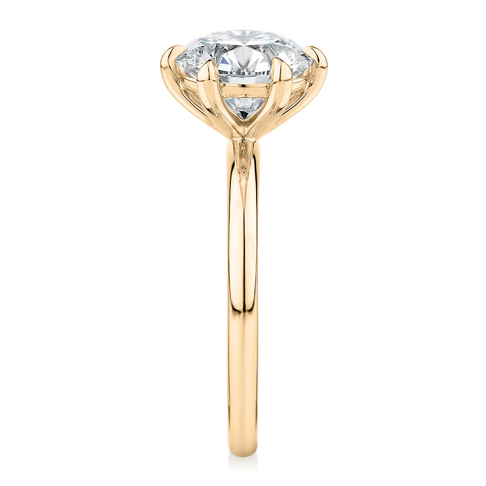 Signature Simulant Diamond 3.00 carat* round brilliant solitaire engagement ring in 10 carat yellow gold