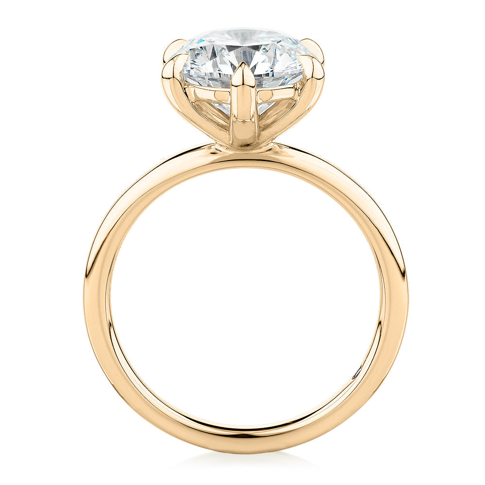 Signature Simulant Diamond 3.00 carat* round brilliant solitaire engagement ring in 10 carat yellow gold