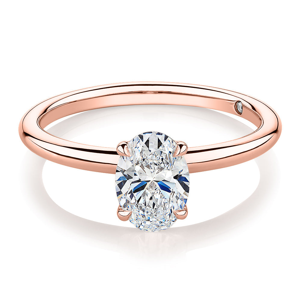 Signature Simulant Diamond 1.00 carat* oval solitaire engagement ring in 10 carat rose gold