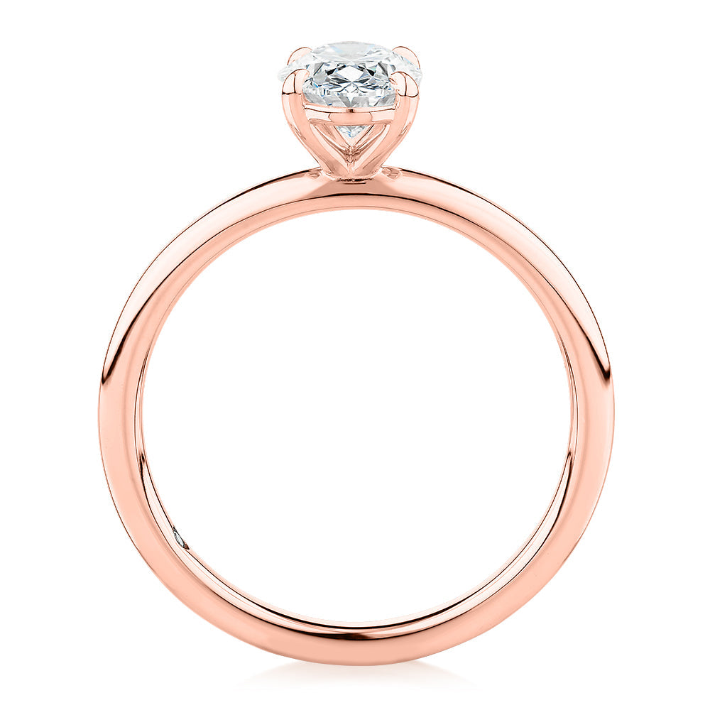 Signature Simulant Diamond 1.00 carat* oval solitaire engagement ring in 10 carat rose gold