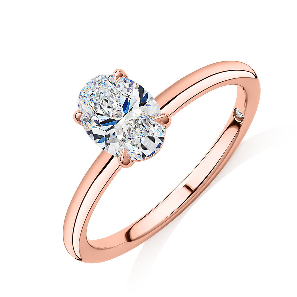Signature Simulant Diamond 1.00 carat* oval solitaire engagement ring in 10 carat rose gold