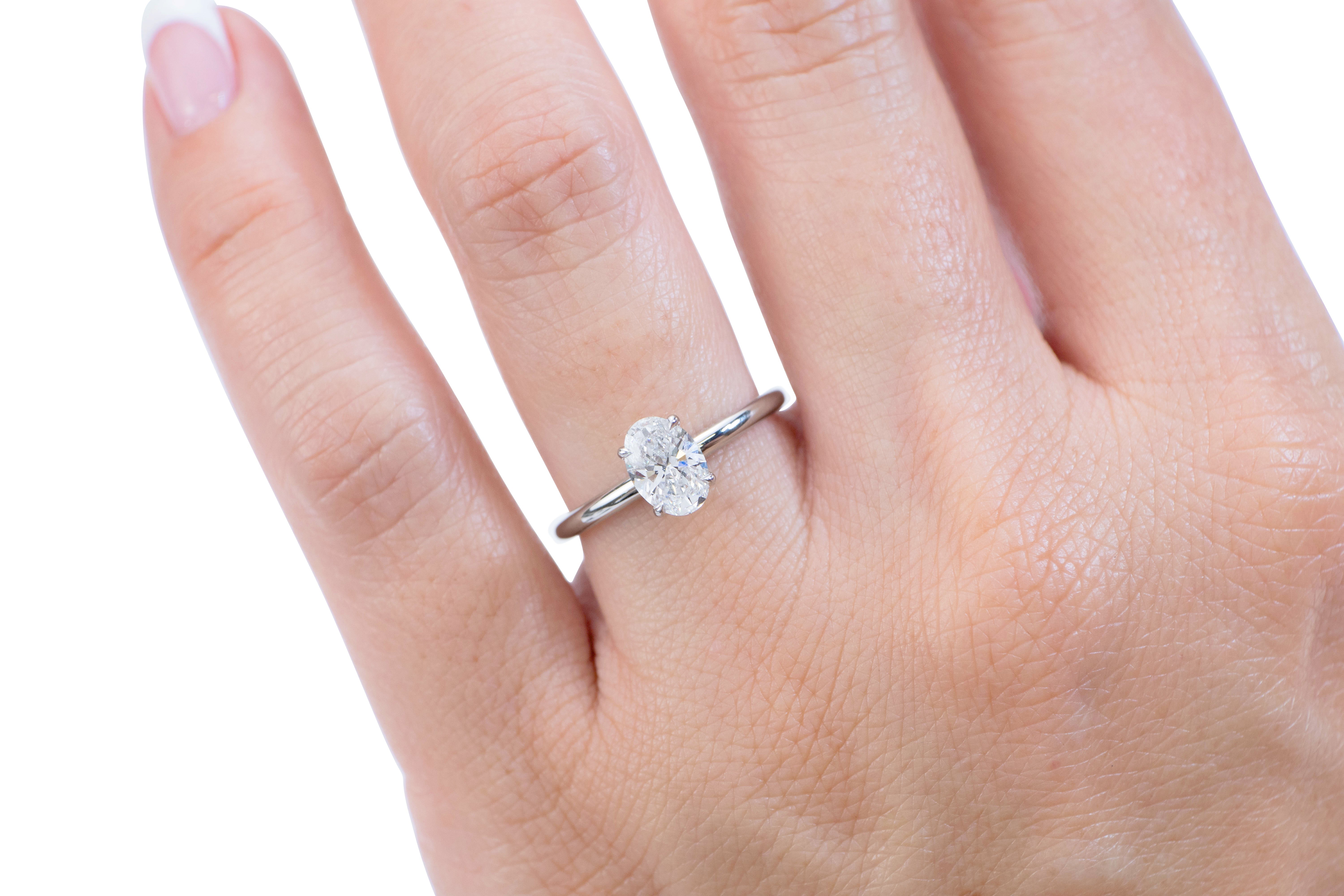 Signature Simulant Diamond 1.00 carat* oval solitaire engagement ring in 10 carat rose gold