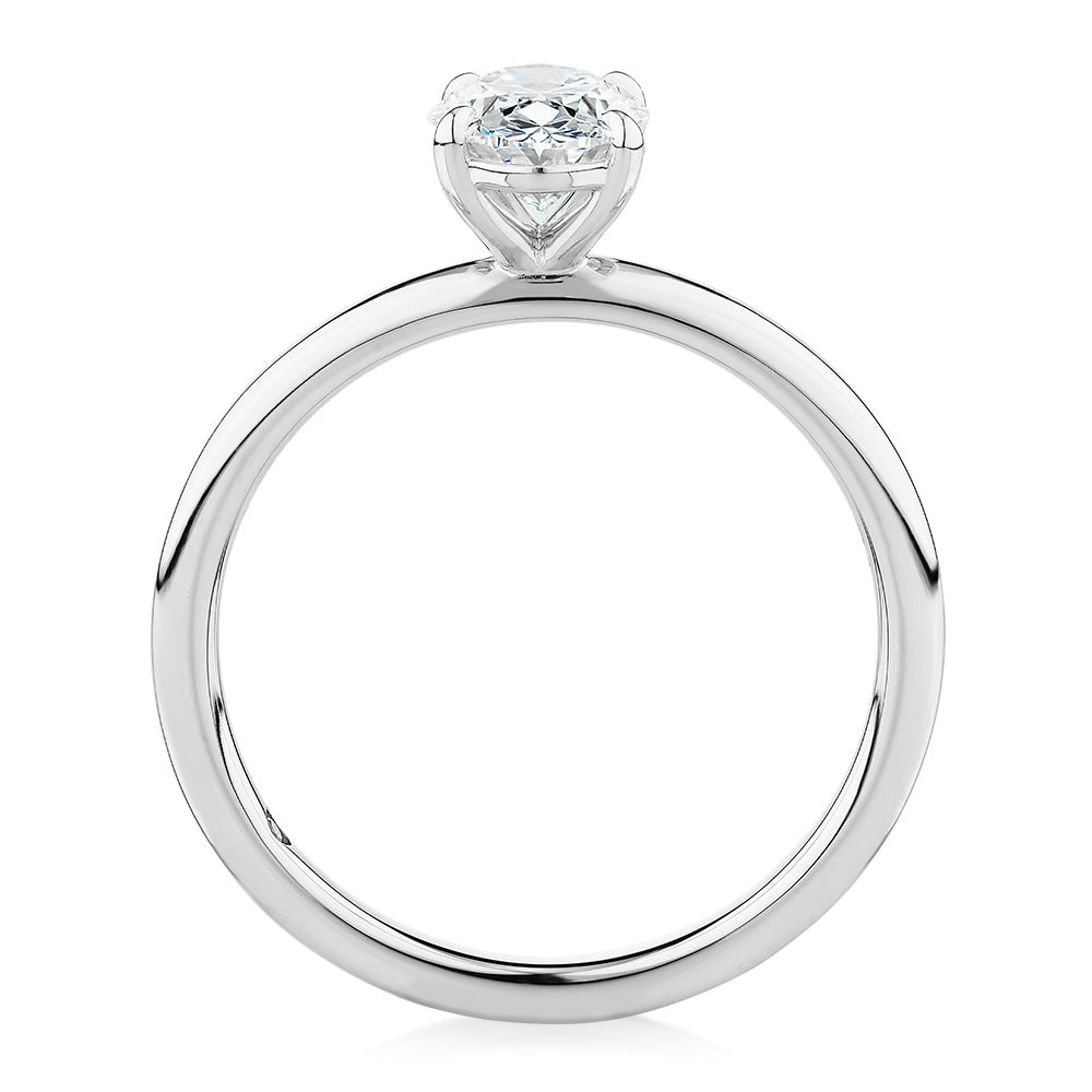 Signature Simulant Diamond 1.00 carat* oval solitaire engagement ring in 10 carat white gold