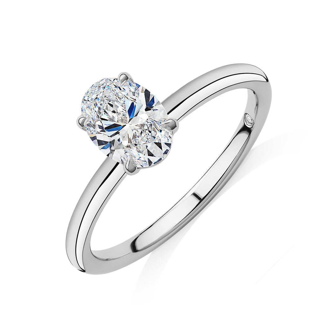 Signature Simulant Diamond 1.00 carat* oval solitaire engagement ring in 10 carat white gold