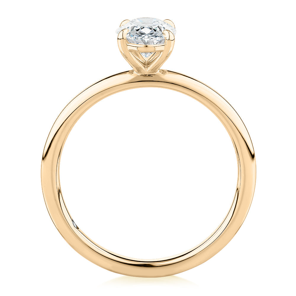 Signature Simulant Diamond 1.00 carat* oval solitaire engagement ring in 10 carat yellow gold