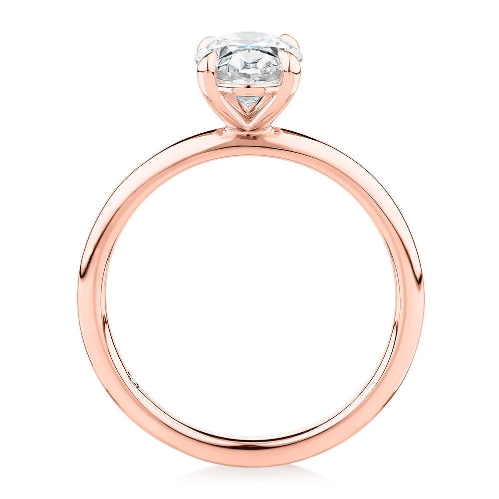 Signature Simulant Diamond 1.50 carat* oval solitaire engagement ring in 10 carat rose gold
