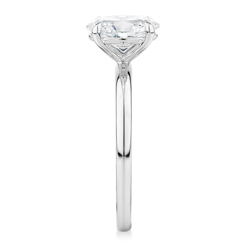 Premium Certified Lab-Grown Diamond, 1.50 carat oval solitaire engagement ring in 18 carat white gold