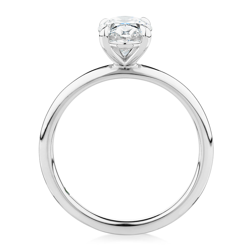 Premium Certified Lab-Grown Diamond, 1.50 carat oval solitaire engagement ring in 18 carat white gold