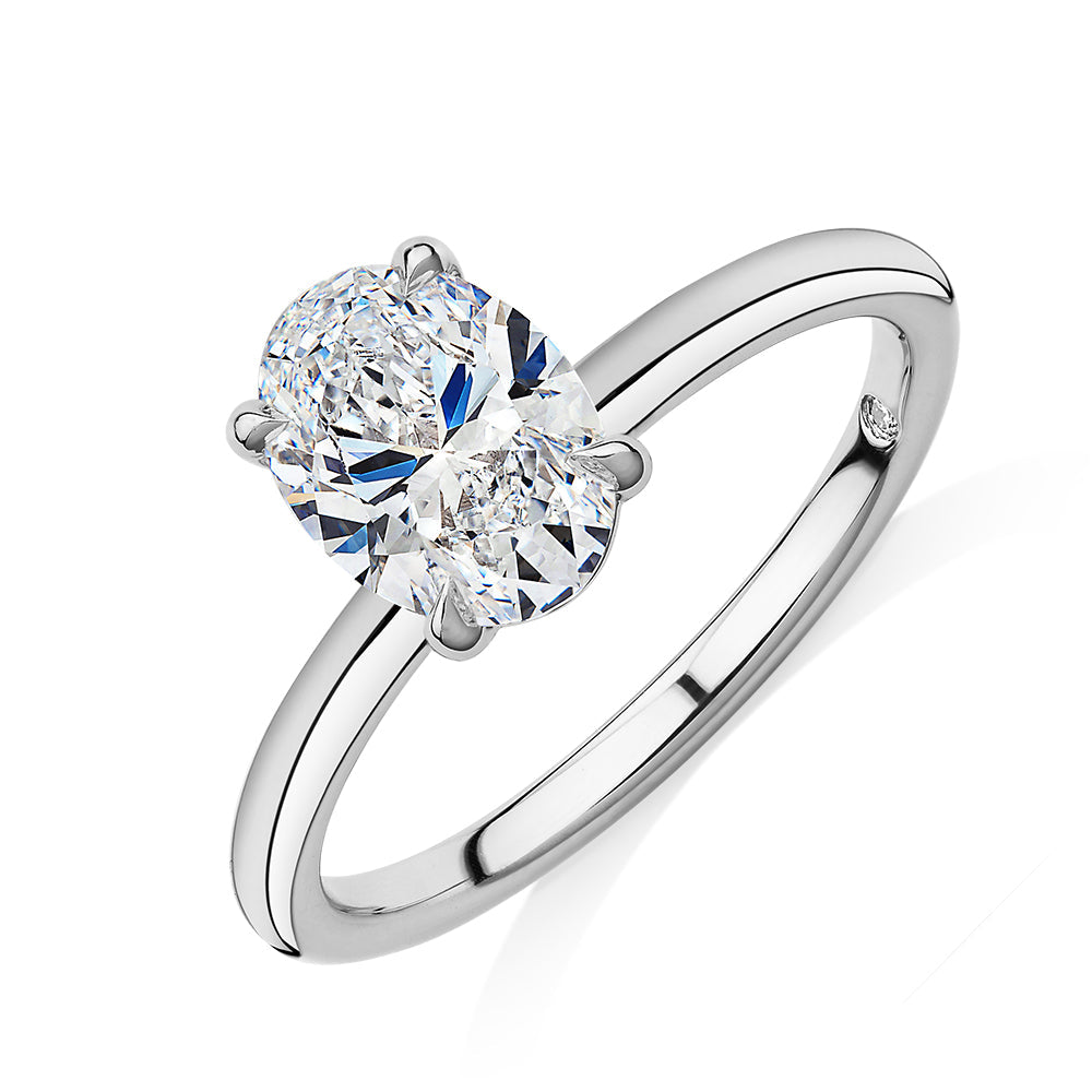 Signature Simulant Diamond 1.50 carat* oval solitaire engagement ring in 10 carat white gold