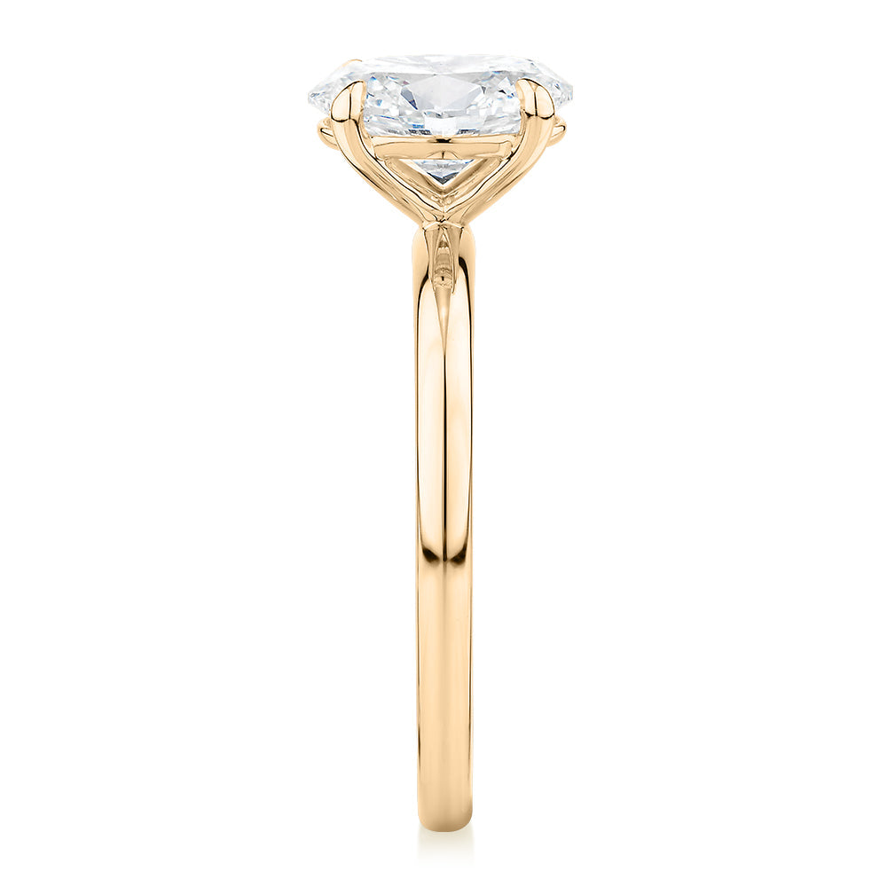 Signature Simulant Diamond 1.50 carat* oval solitaire engagement ring in 10 carat yellow gold
