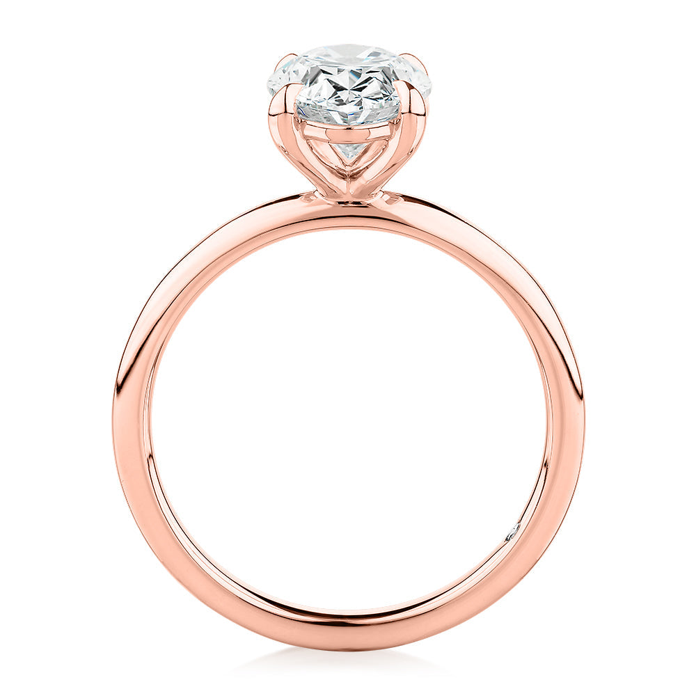 Signature Simulant Diamond 2.00 carat* oval solitaire engagement ring in 10 carat rose gold