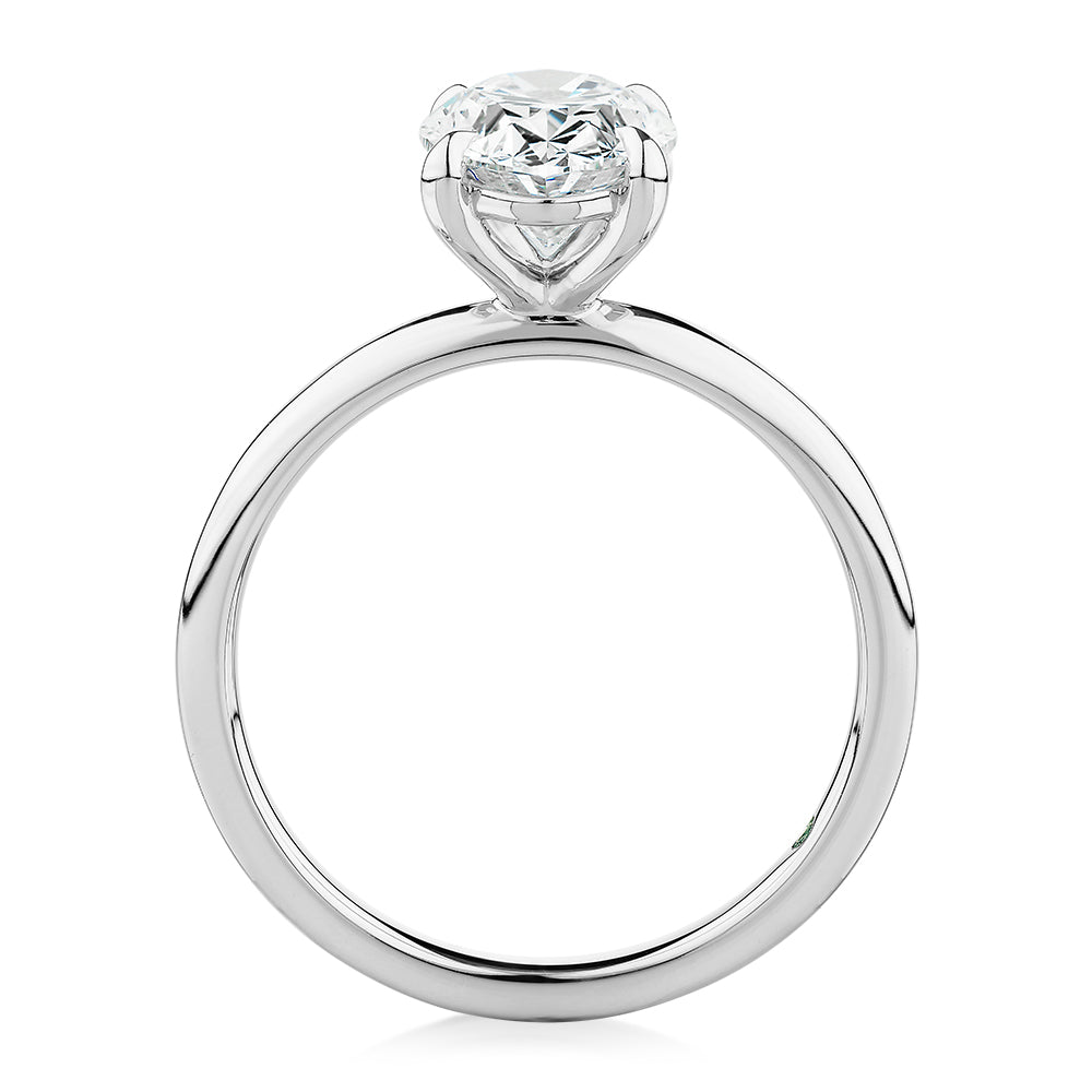 Premium Certified Lab-Grown Diamond, 2.00 carat oval solitaire engagement ring in platinum