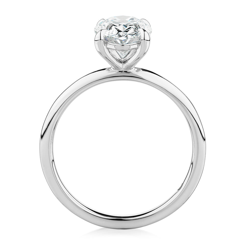 Signature Simulant Diamond 2.00 carat* oval solitaire engagement ring in 10 carat white gold