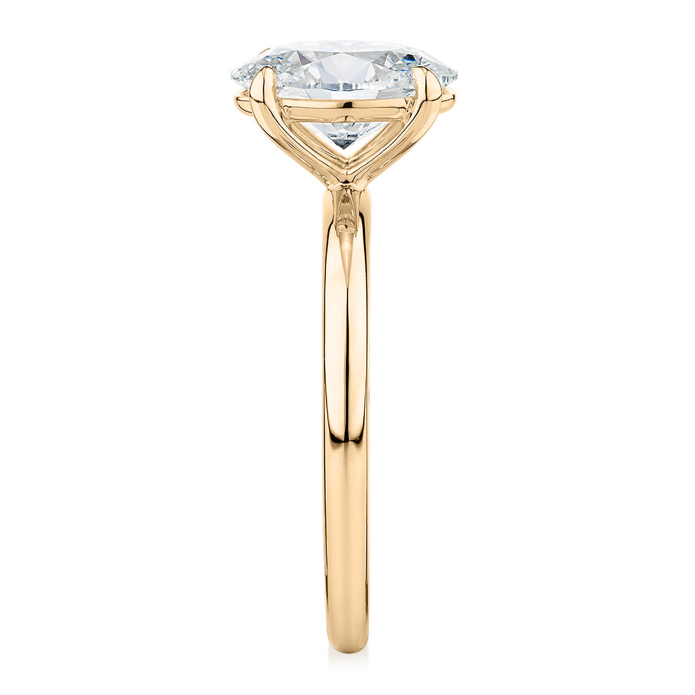 Signature Simulant Diamond 2.00 carat* oval solitaire engagement ring in 10 carat yellow gold