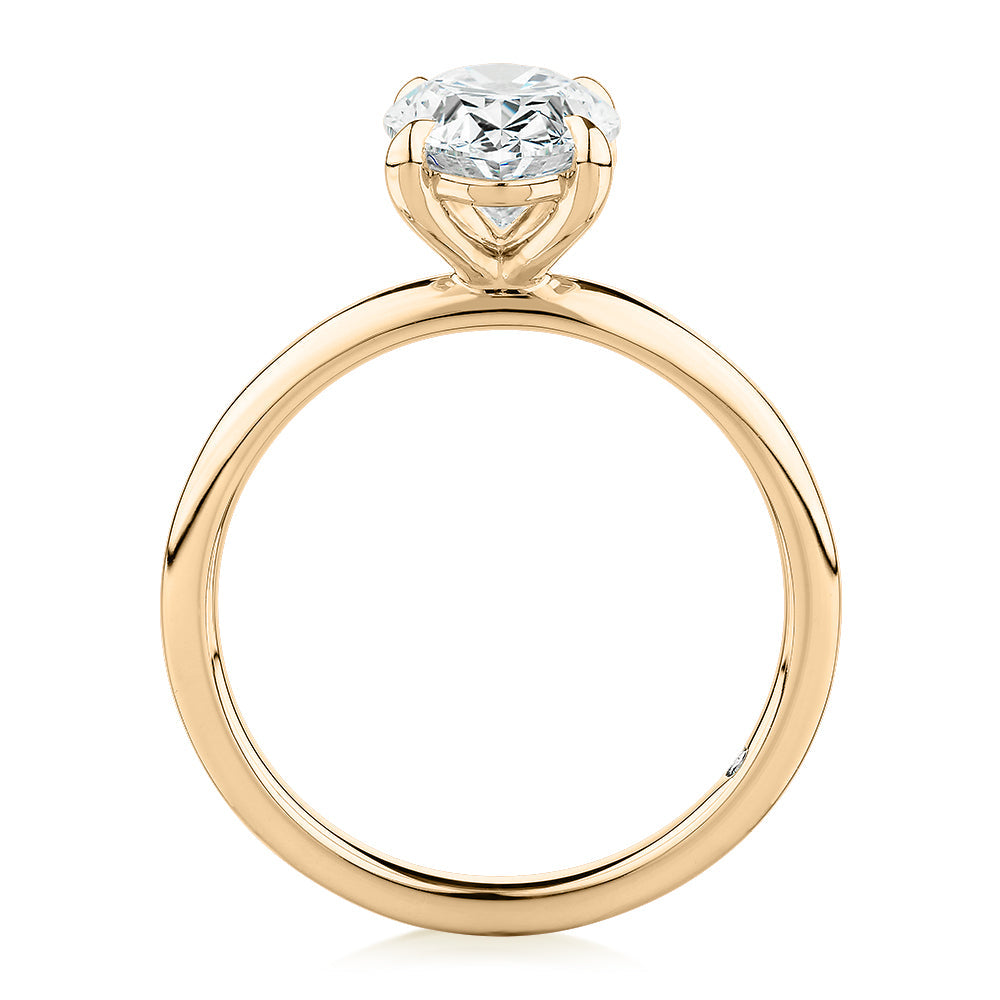 Signature Simulant Diamond 2.00 carat* oval solitaire engagement ring in 10 carat yellow gold