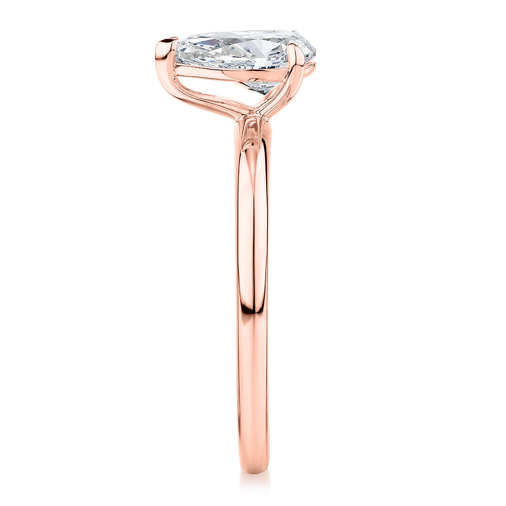 Signature Simulant Diamond 1.00 carat* pear solitaire engagement ring in 10 carat rose gold